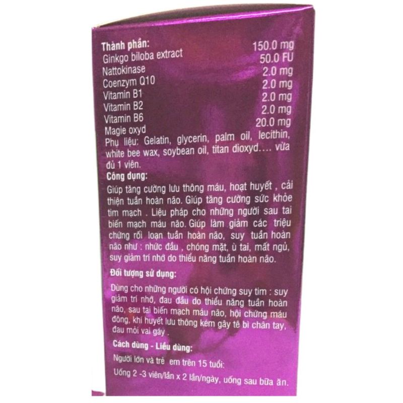 GINKGO ABIPHA - Ginkgo 150 Co Q10 hỗ trợ hoạt huyết, bổ não, tăng cường tuần hoàn hộp 100 viên