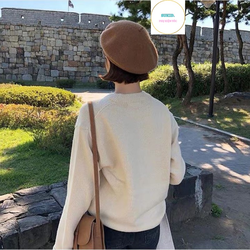 Mũ Nồi Len Thời Trang Hàn Quốc Phong Cách Beret Dành Cho Nữ