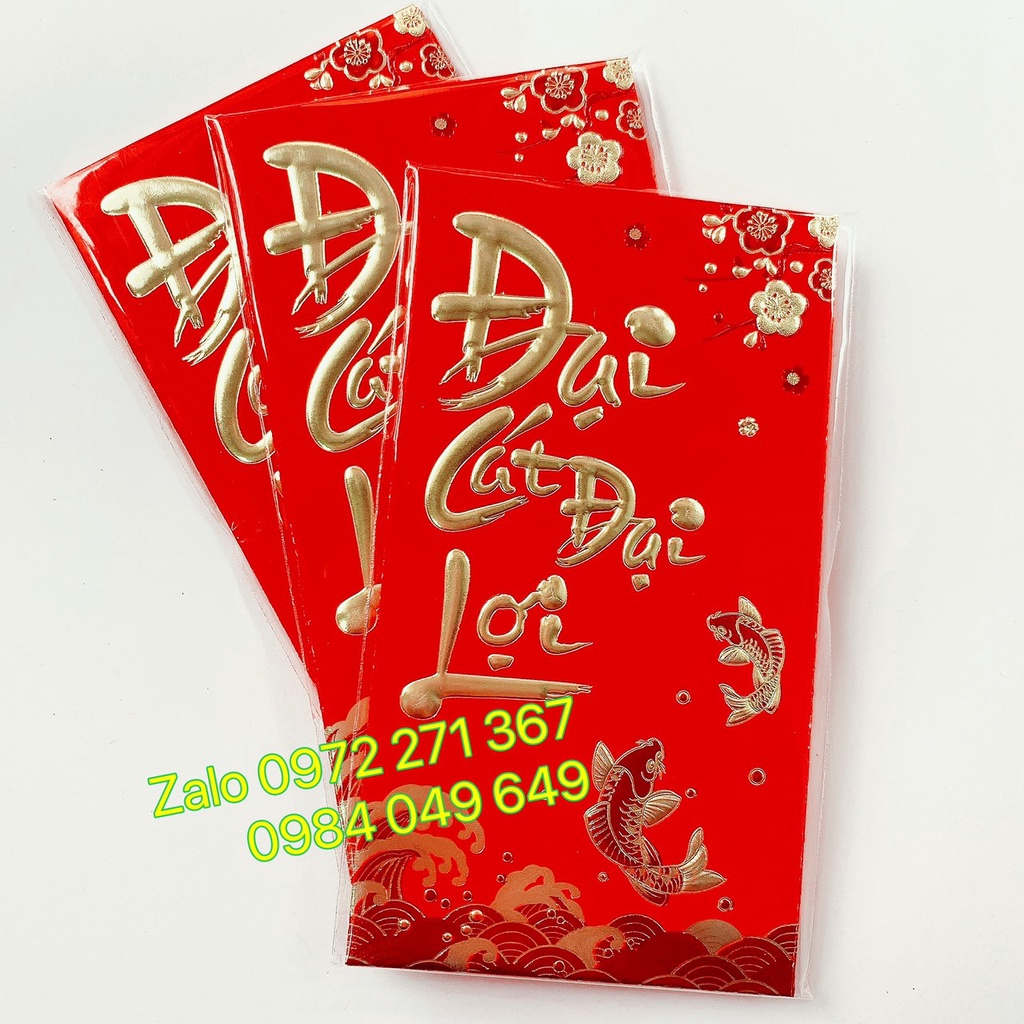 (Bán sỉ) 60 chiếc Bao lì xì đỏ mừng Năm mới 2022 trang nhã, lịch sự có nắp - In hình 3D chất lượng cao