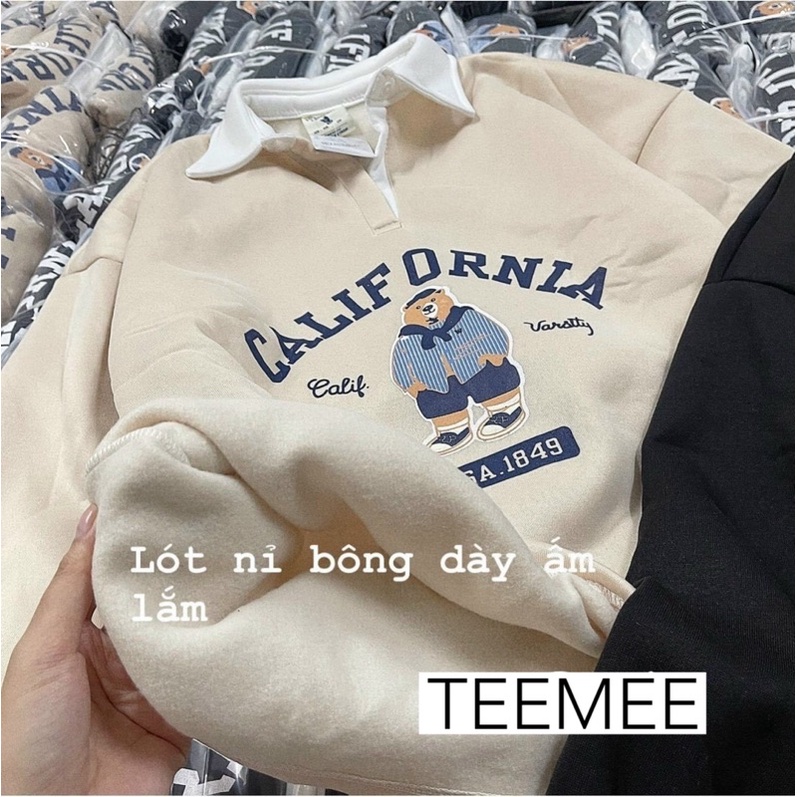 Áo nỉ gấu Who.au cổ sơmi