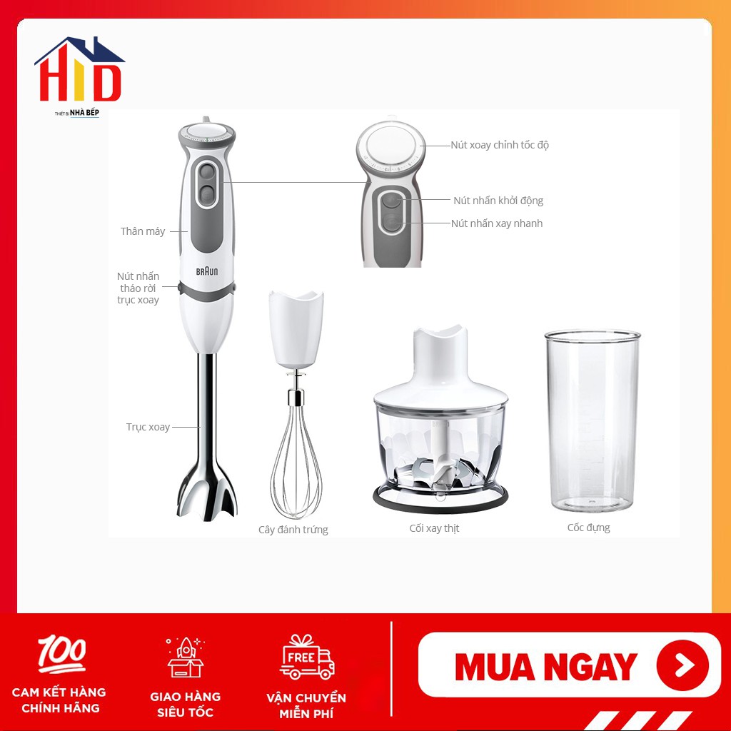 [Mã ELHA22 giảm 6% đơn 300K] [CHÍNH HÃNG] Máy xay cầm tay Braun MQ5200/ MQ5235/ MQ5245