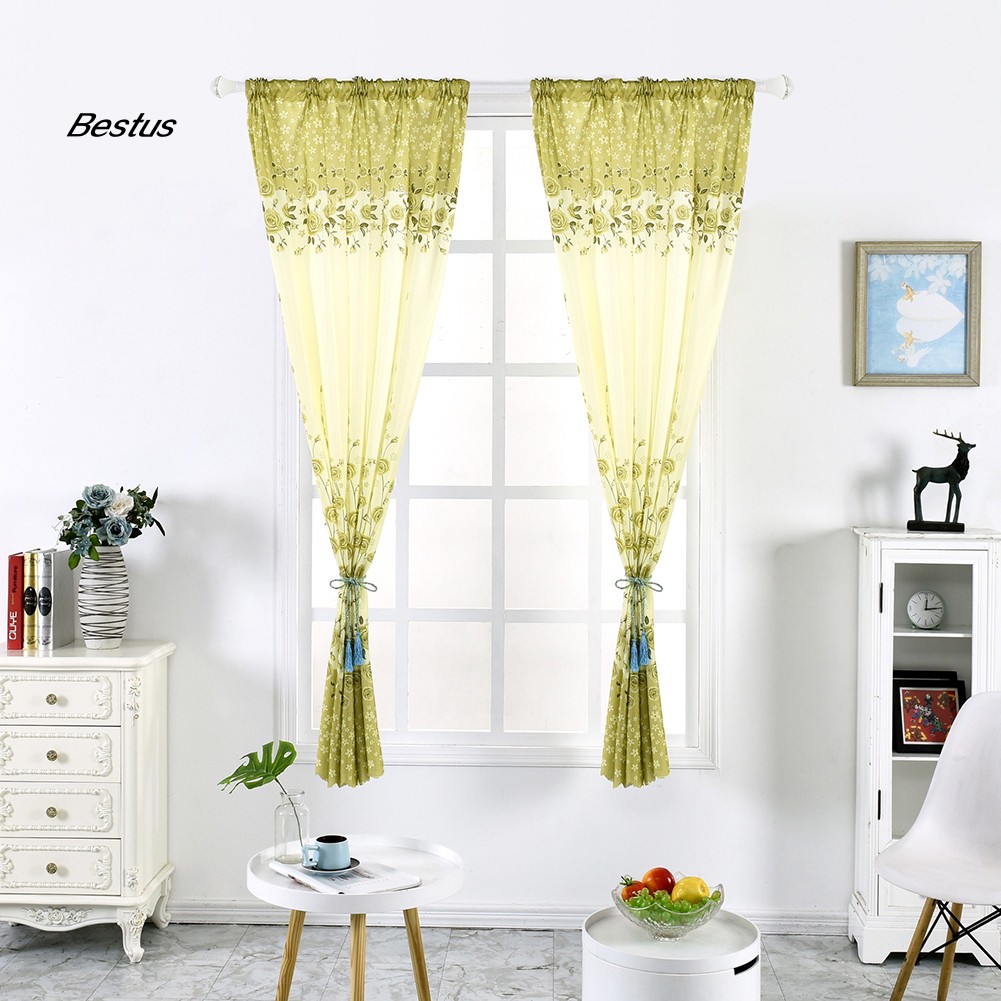 Rèm treo cửa sổ hình hoa hồng xinh xắn cỡ 100x200cm dùng trang trí