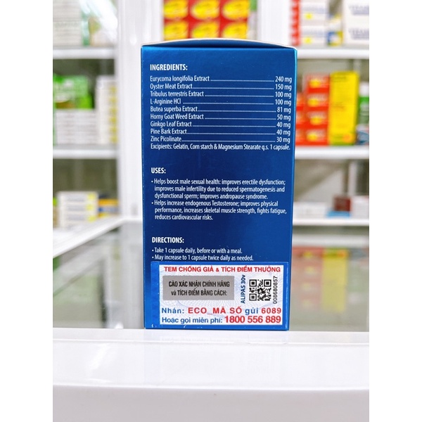 ✅ ALIPAS Hộp 60 viên giúp tăng cường sức khoẻ nam giới