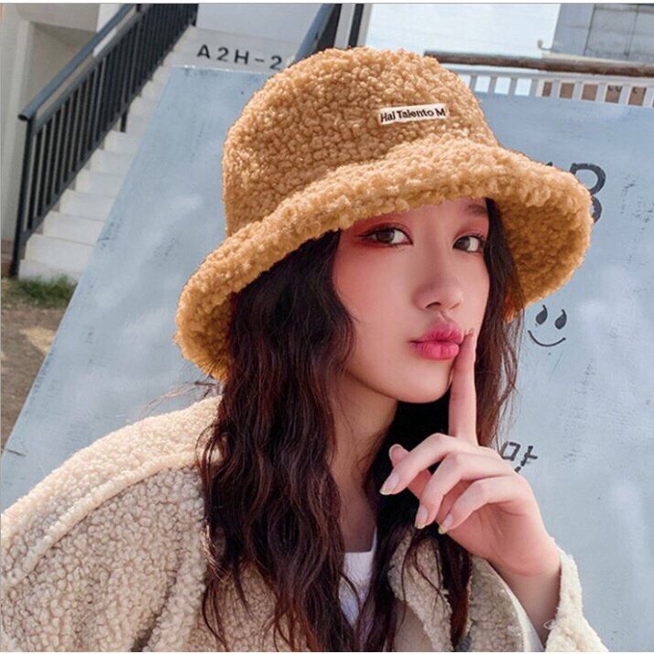 Mũ nón len nữ Hàn Quốc bucket lông cừu ulzzang đẹp mùa đông thời trang đủ màu trắng, nâu, be, đen, vàng, cam, hồng SV 23