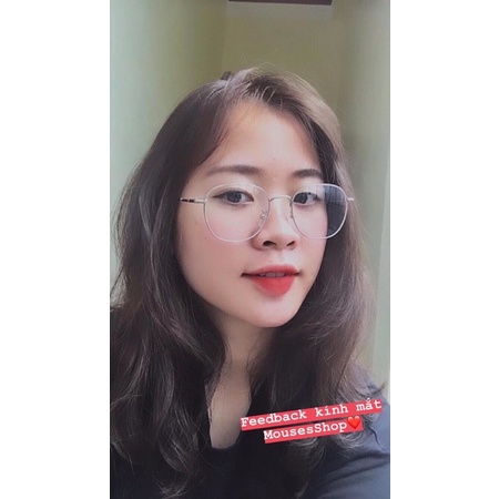 Kính mắt tròn gọng kim loại titan hợp mặt nhỏ cao mắt 4,2cm mã 2302