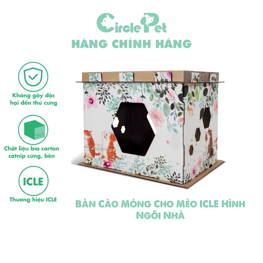 Bàn Cào Móng Cho Mèo ICLE Hình Ngôi Nhà Nhiều Màu Sắc Giúp Mèo Giải Stress - Circle Pet