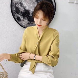 ⚡️BÁN SỈ⚡️Ao sơ mi lụa 3 màu có charm ngực