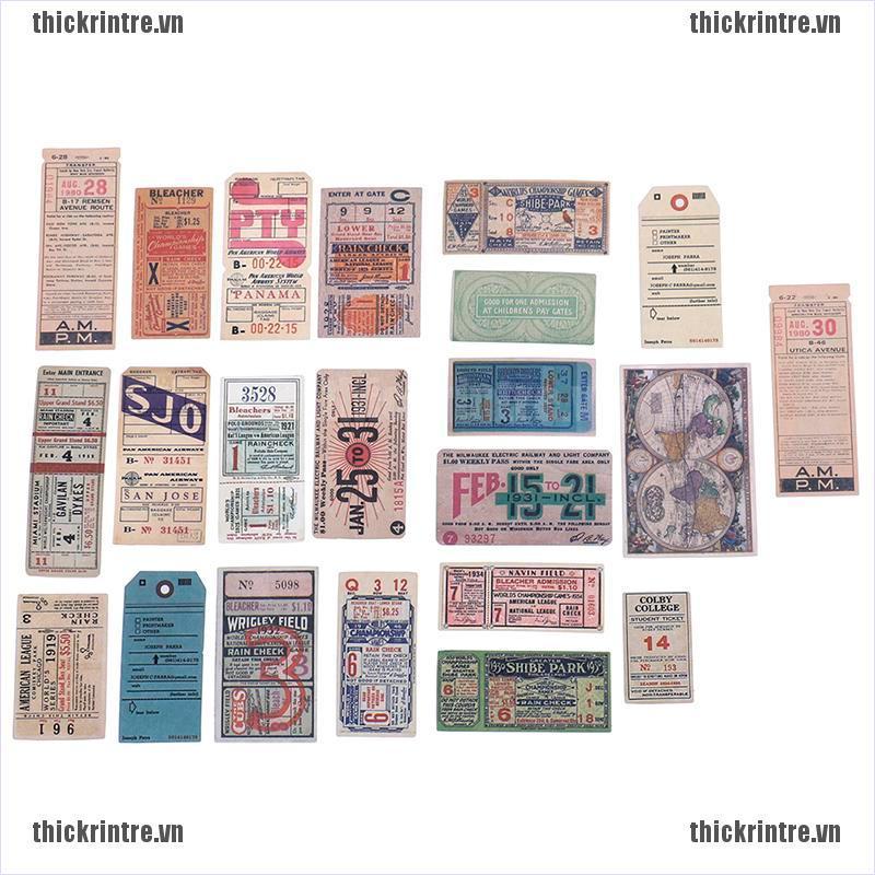<Hot~new>22Pcs/pack Vintage ticket stickers scrapbook DIY diary albums notebook decor