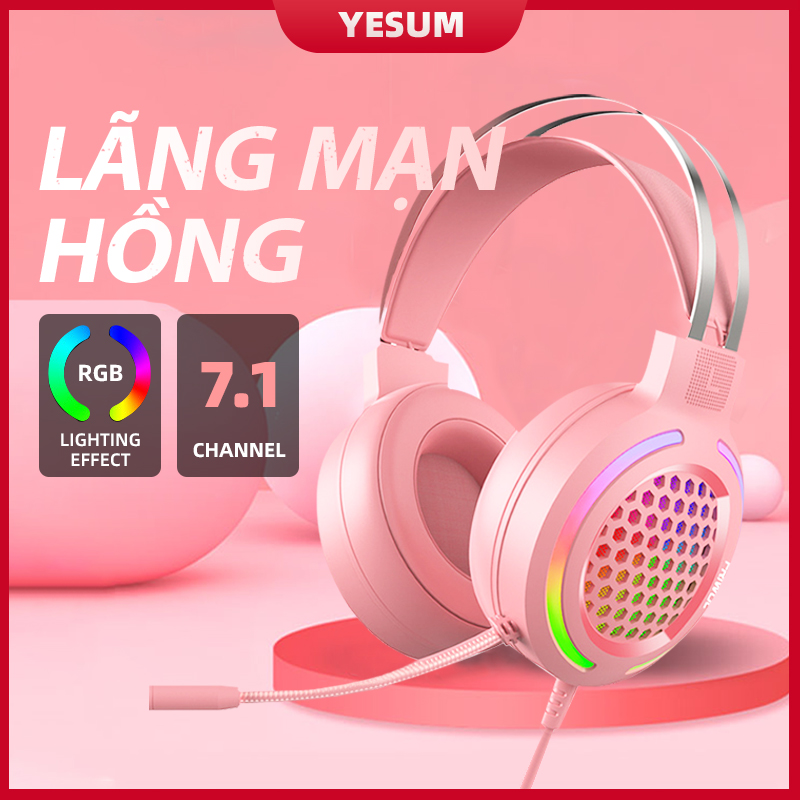 Tai nghe chơi game cổng 3.5mm tích hợp micro thiết kế tông hồng đáng yêu chất lượng cao cho nữ | BigBuy360 - bigbuy360.vn