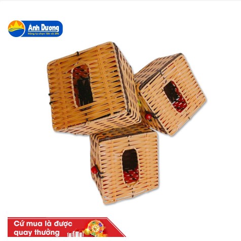 Giỏ nhựa giả mây có nắp cài tiện dụng