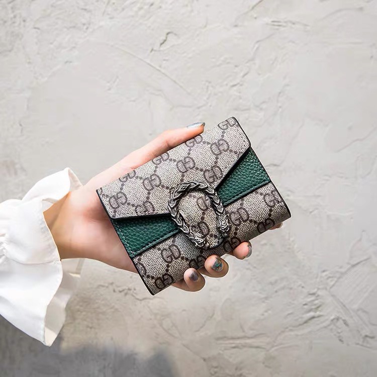 Ví ngắn nhiều ngăn đựng thẻ đựng tiền xu thiết kế đơn giản phong cách Âu Mỹ dành cho nữ