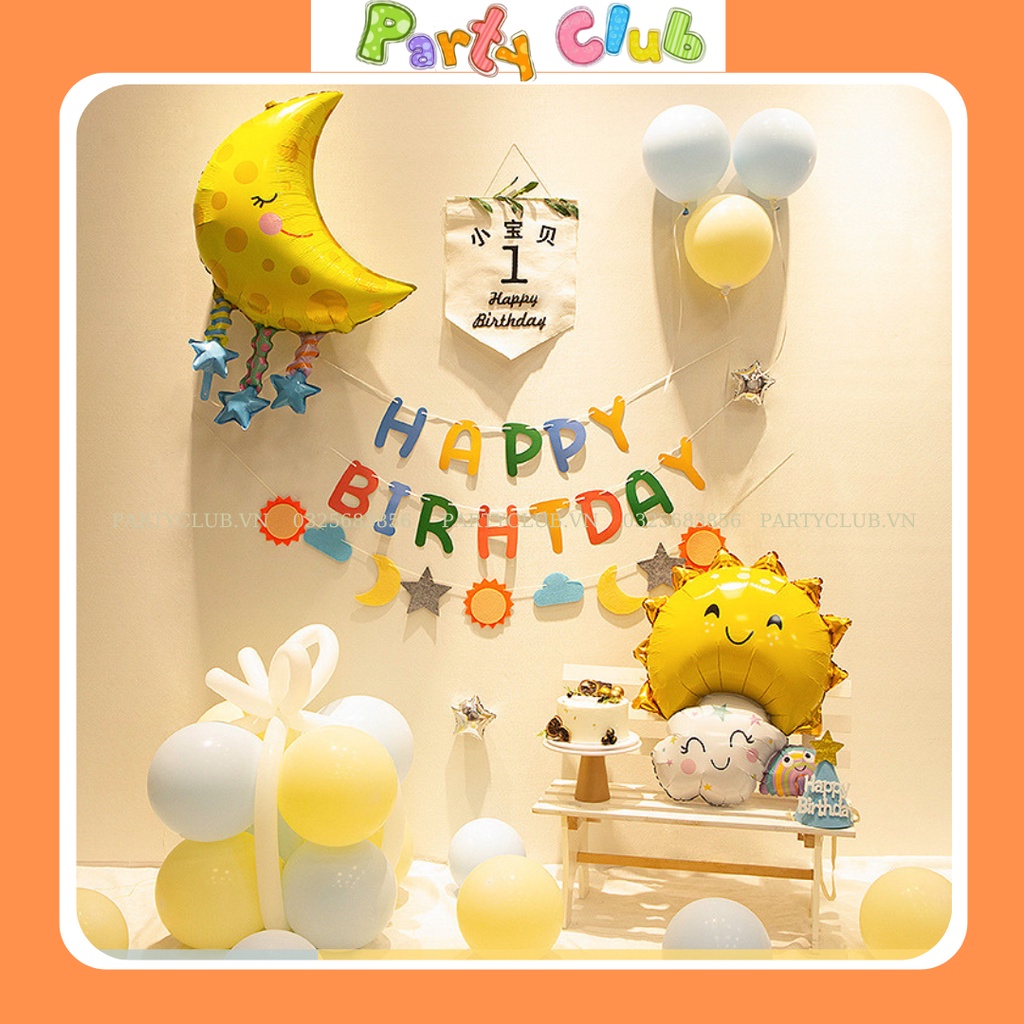 Bóng hình mặt trời - bóng mặt trăng trang trí sinh nhật