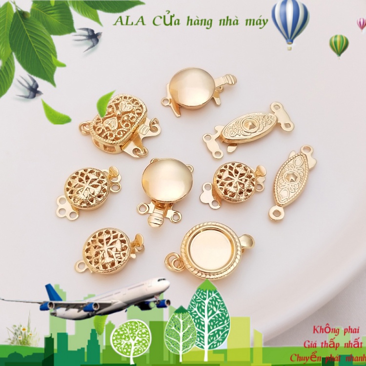 💖Đồ trang sức DIY💖14K túi vàng bảo vệ màu ngọc trai vòng cổ đóng cửa khóa nhiều hoa hình kết nối khóa làm bằng tay tự làm phụ kiện trang trí đầu tiên