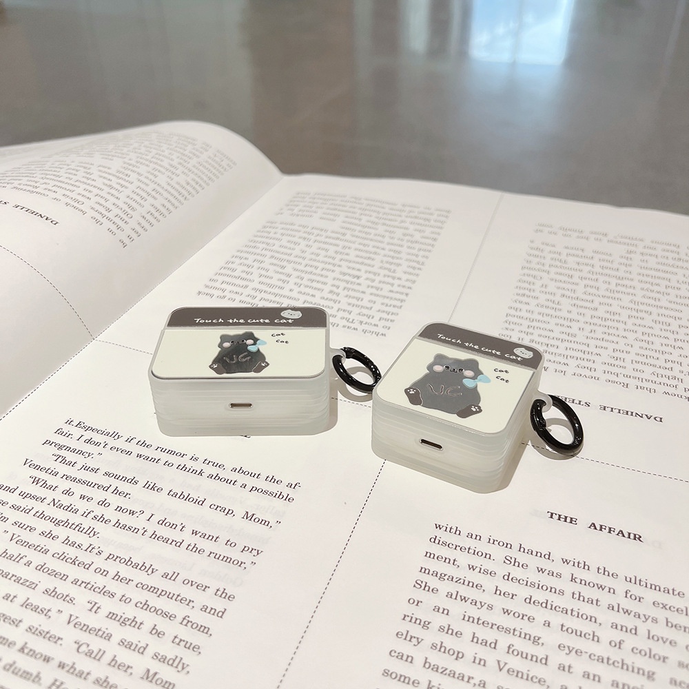 Vỏ Bảo Vệ Tai Nghe Không Dây Airpods 1.2.3.Pro Hình Mèo Xám