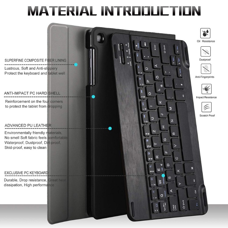QUU T510 Detachable Slim Wireless Bluetooth Keyboard Case for Tab A 10.1 Inch Tablet
