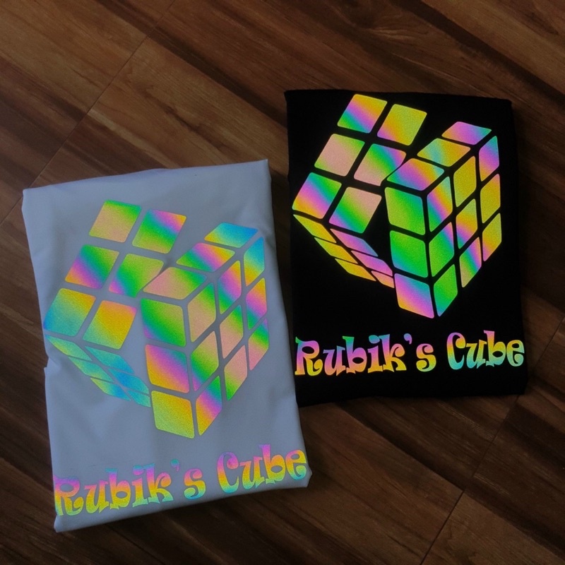 áo thun phát sáng 7 màu in hình rubik's cube chất catton co giãn 4 chiều