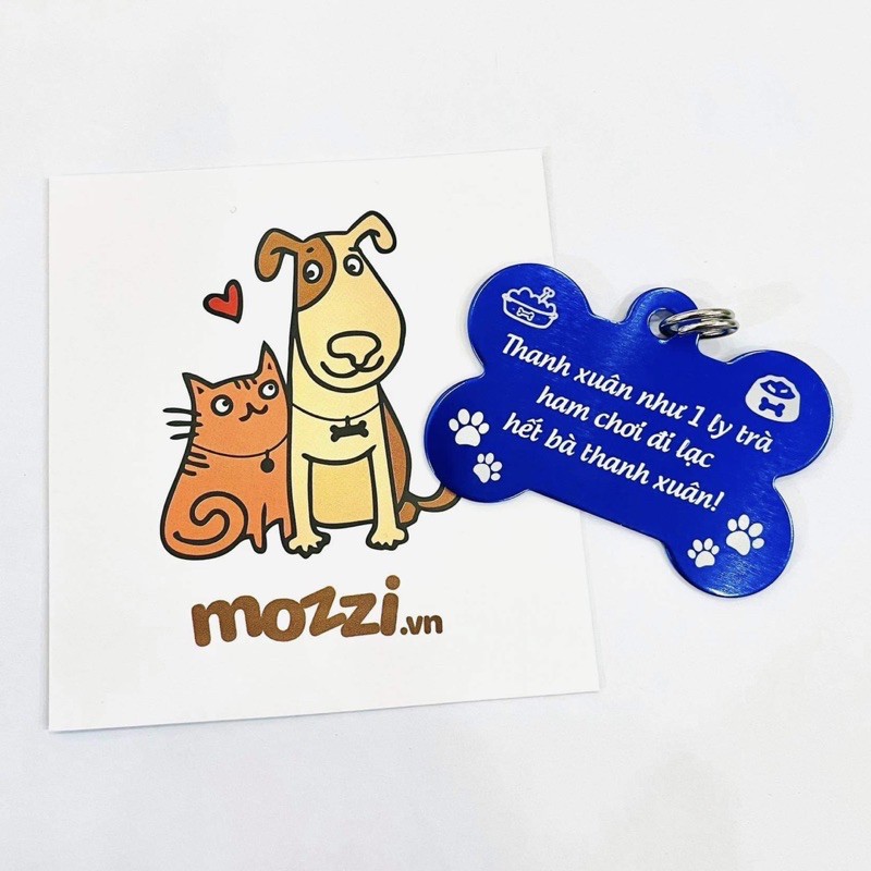 Thẻ tên kim loại nhôm khắc tên chó mèo - Pettag Mozzi