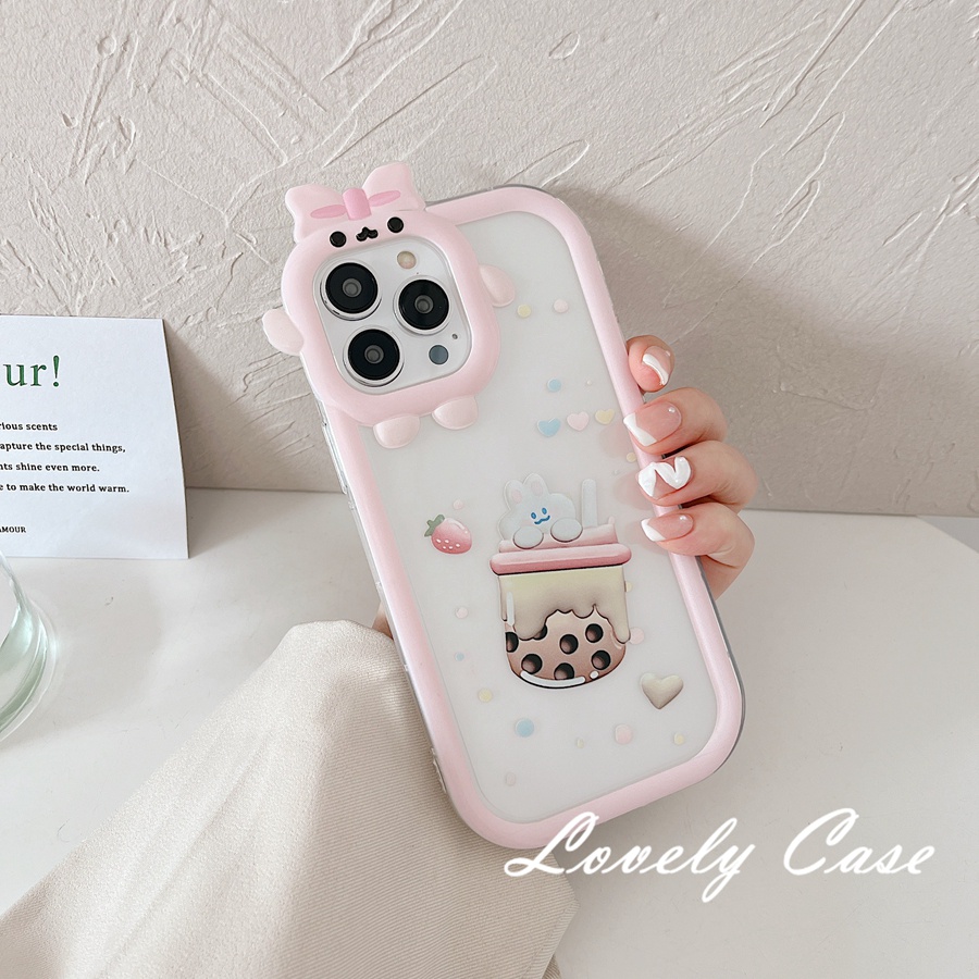 IPhone 14 13 12 11 Pro Max SE 2020 X Xr Xs Max 8 7 PlusỐp Điện Thoại Mềm Trong Suốt Hình Trà Sữa Gấu Trắng Cho