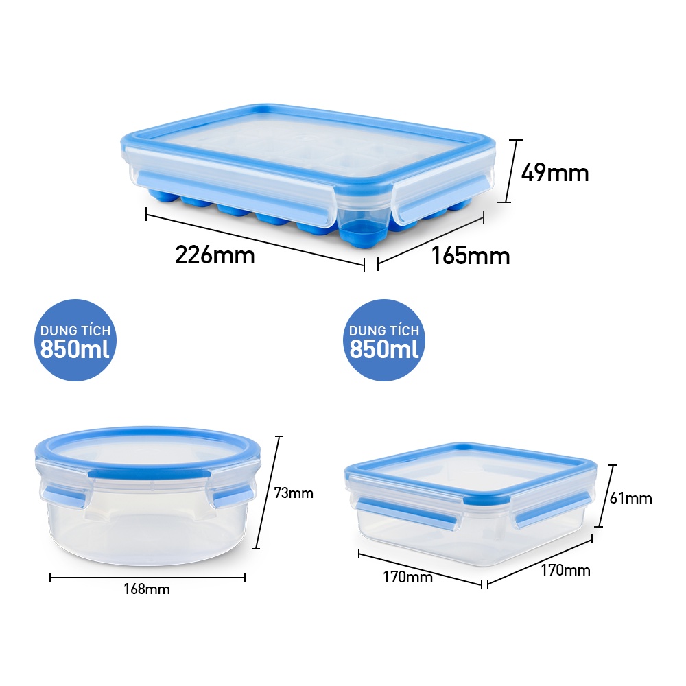 [LIFEMC11BPC -8% đơn 350K] Bộ 3 hộp nhựa Tefal Masterseal Fresh 850ml, 0.85L