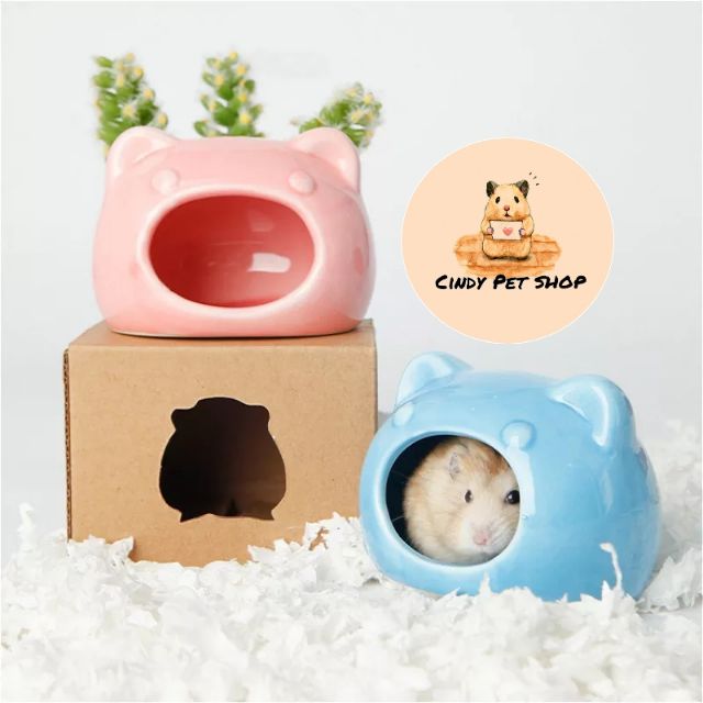 Nhà ngủ sứ mèo cho Hamster 9x7x7cm