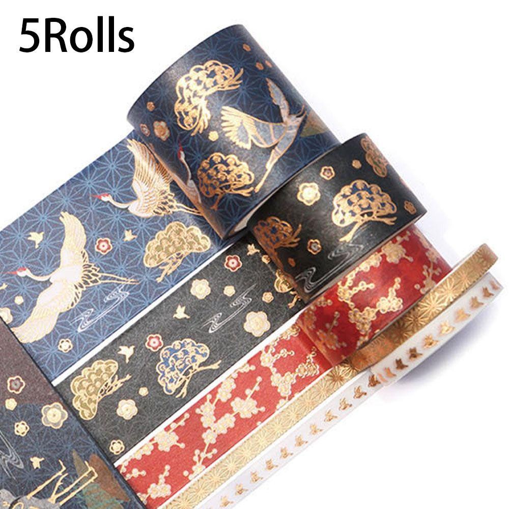 PISTA Set 5 Cuộn Băng Dính Hình Chim Hạc Trang Trí Sổ Tay DIY