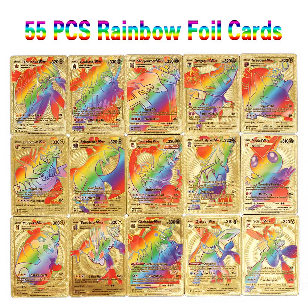 Thẻ bài Pokemon Vmax GX lấp lánh cầu vồng chất lượng cao