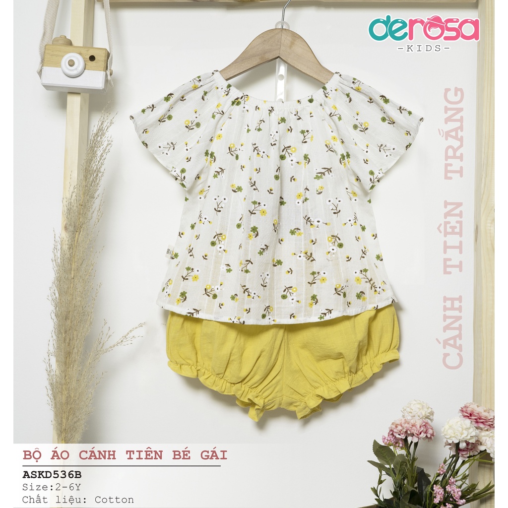Bộ quần áo cho bé gái DEROSA KIDS bộ cộc tay cho bé 2 - 6 tuổi ASKD536B
