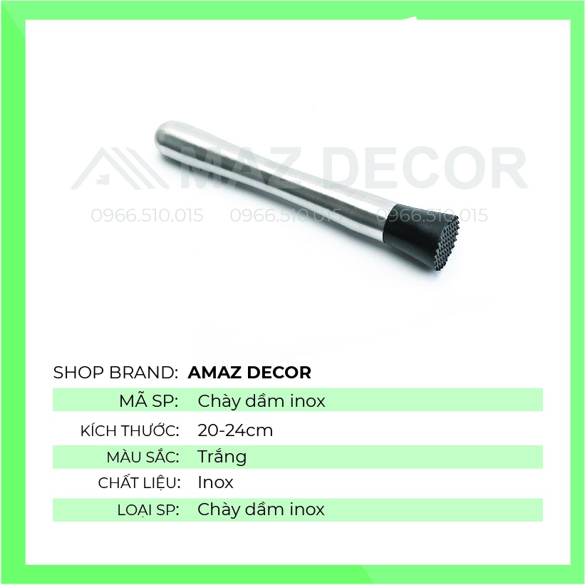 Giá Sỉ Chày bar dầm pha chế cocktail Nhựa Inox - Dụng Cụ Pha Chế Quầy Bar các cỡ