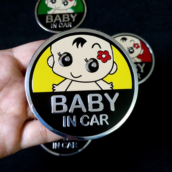 Logo kim loại dán BABY IN CAR