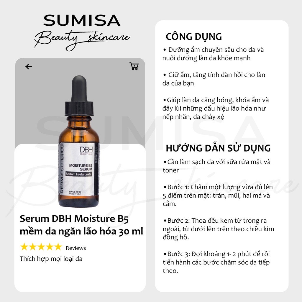 Tinh Chất Dưỡng Da DBH Moisture B5 Serum Sodium Hyaluronate 30ML