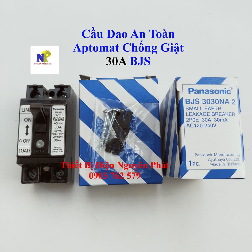 [PANASONIC] Cầu Dao An Toàn Aptomat Chống Giật 30A BJS (Chống Giật Cóc)