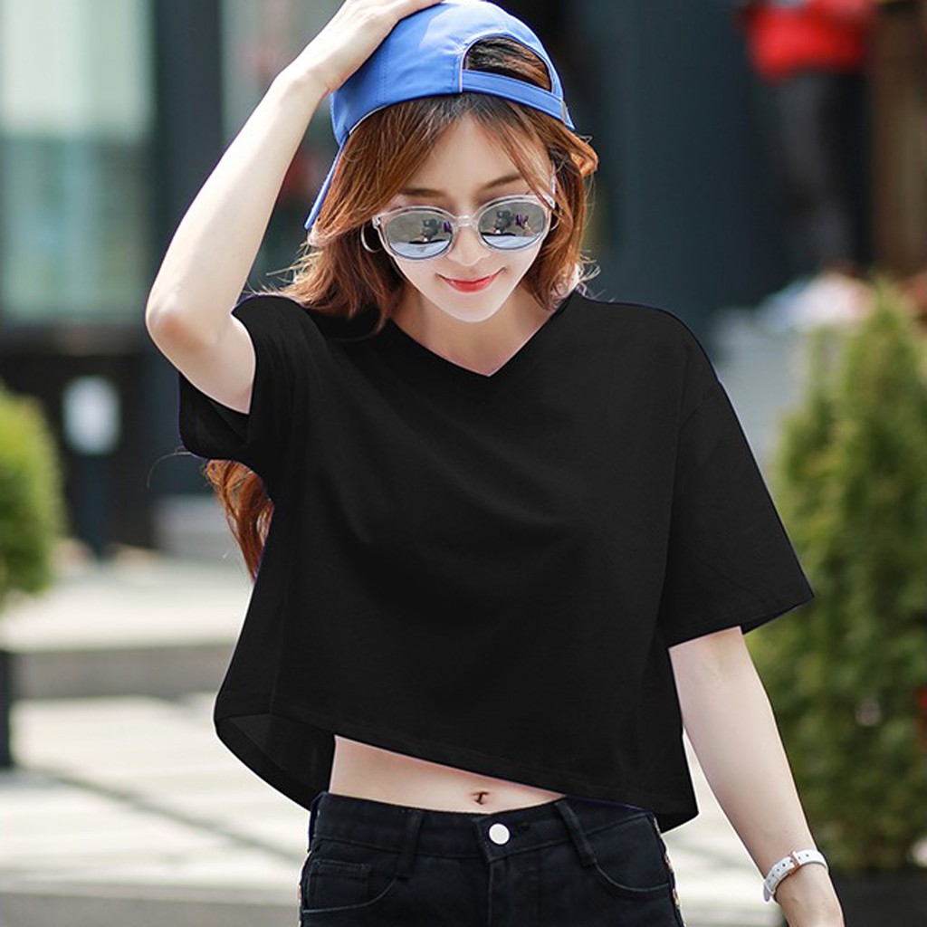 Xả Hàng Áo Croptop Nữ, Áo Croptop Tay Ngắn Cổ Tim