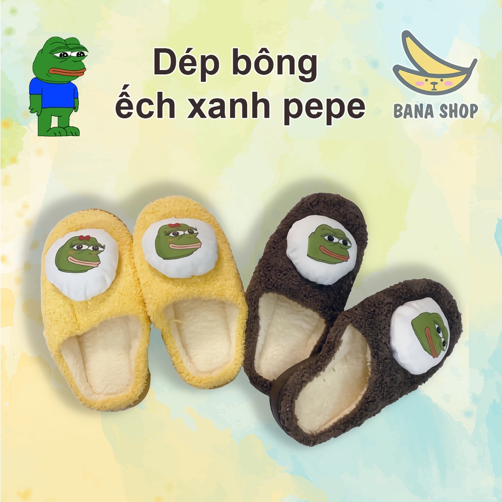 Dép bông lông xù đi trong nhà hình ếch xanh Pepe siêu bựa dành cho vozer