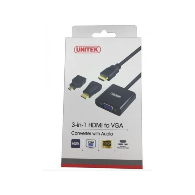 [Mã ELFLASH5 giảm 20K đơn 50K] Cáp chuyển HDMI sang VGA + Audio Unitek Y6355.Bộ chuyển HDMI (3 in 1)