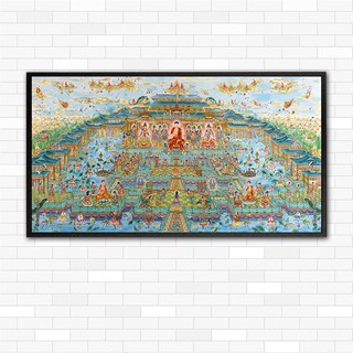 [ Tranh canvas Phật giáo ] Tây Phương Tiếp Dẫn, Vải canvas cao cấp, căng khung , viền composite- ko có kính