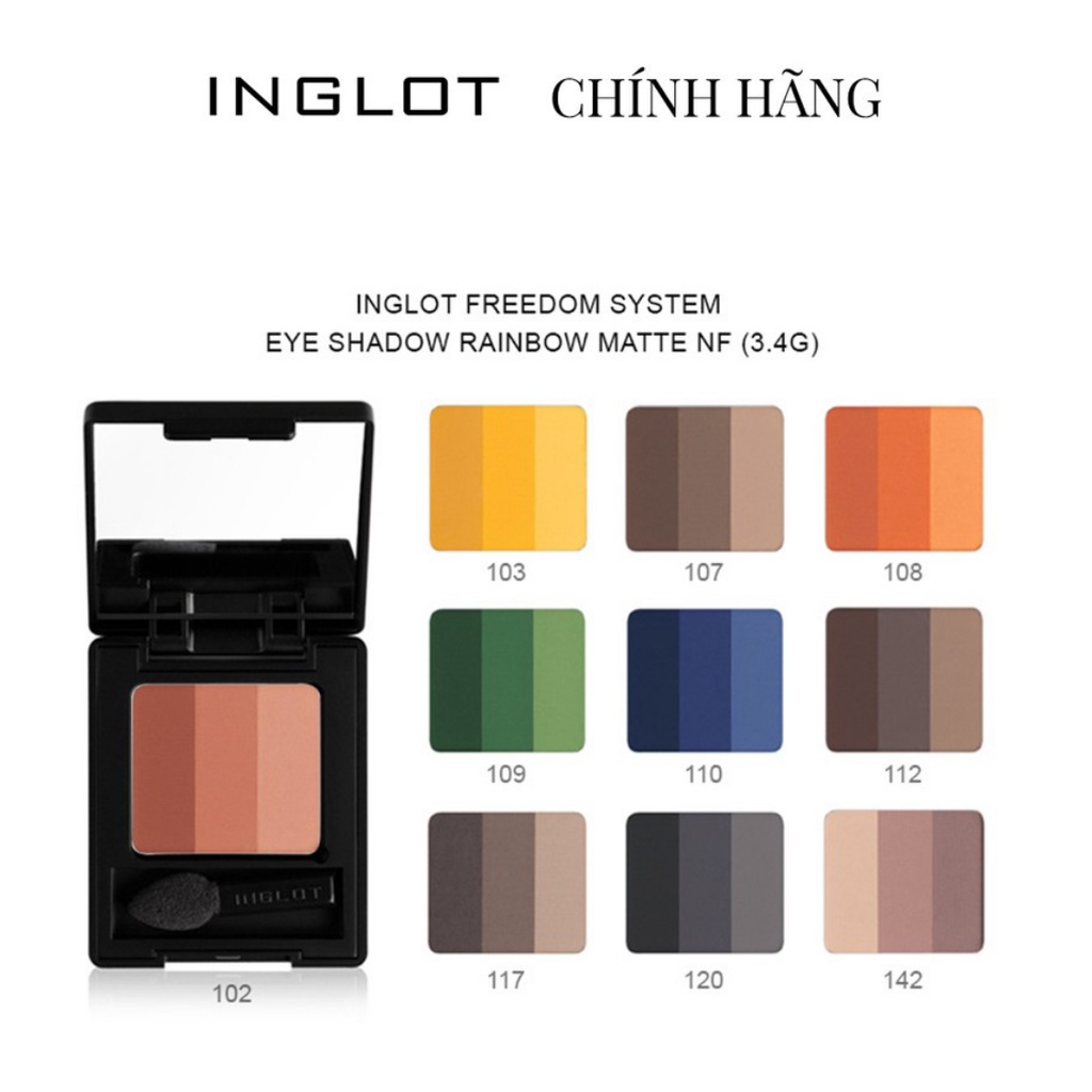 INGLOT - Phấn mắt makeup 3 màu dạng lì Eye Shadow Rainbow Matte NF (3.4g)