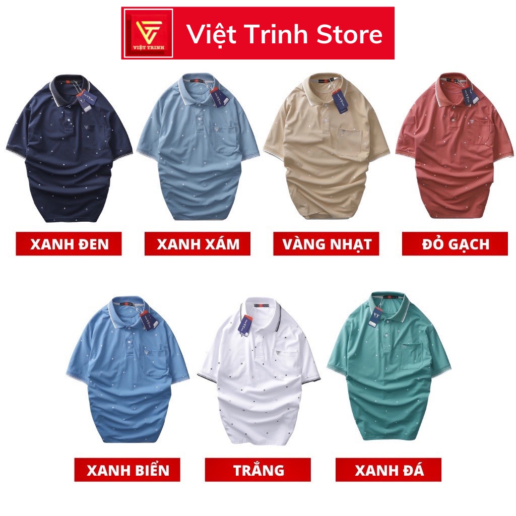 Combo 3 Áo Polo Nam Trung Niên Họa Tiết Thưa Có Cổ Chất Liệu Cotton Thấm Hút Mồ Hôi - Việt Trinh