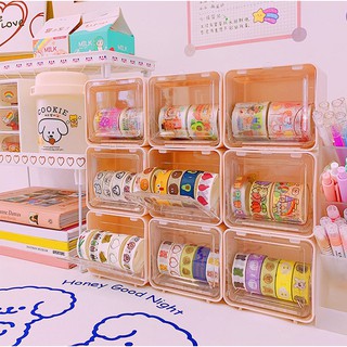 Hộp nhựa trong suốt đựng washi tape 9*8cm