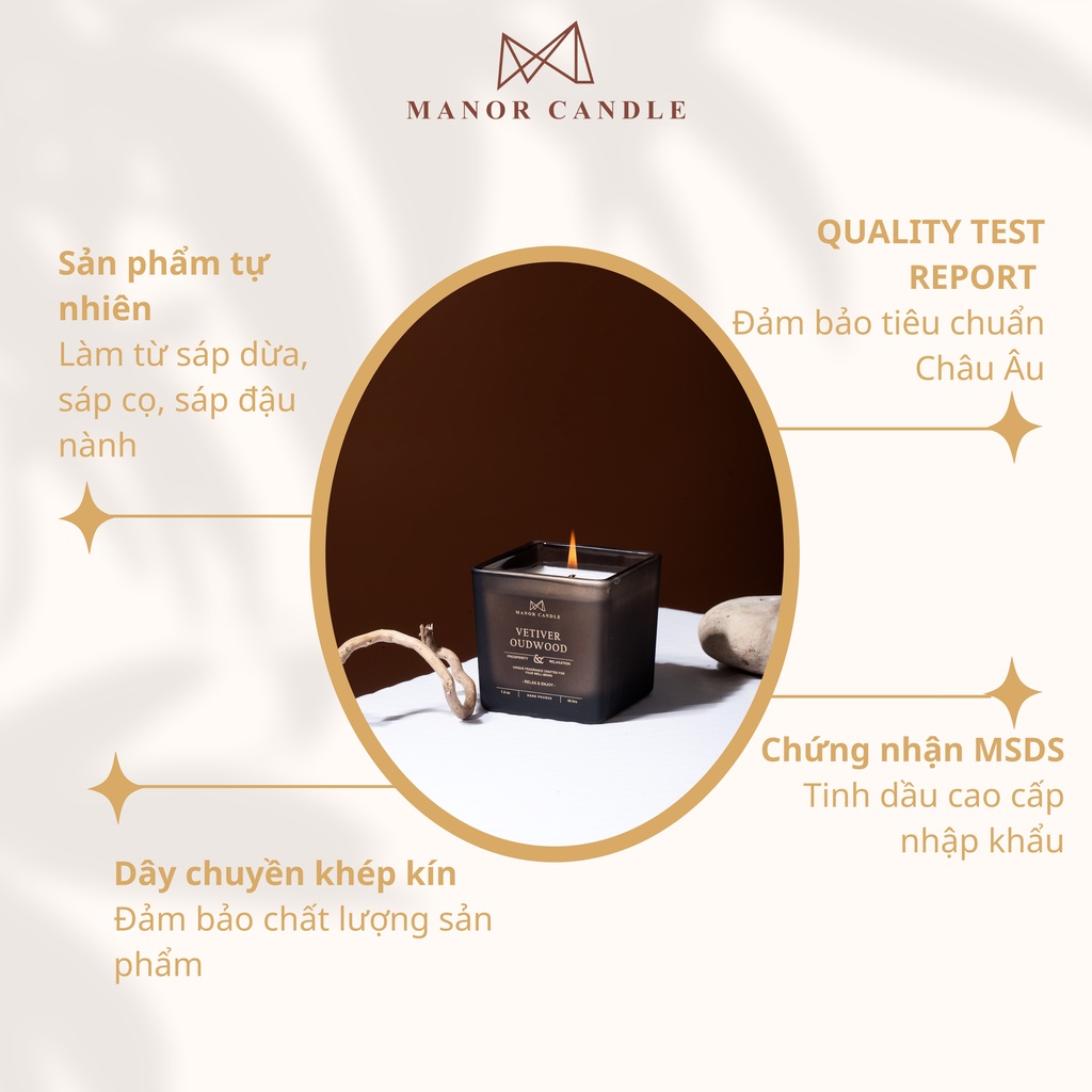 [8 mùi - 250g] Nến thơm MANOR CANDLE 1 bấc sáp cọ Hương Nước Hoa