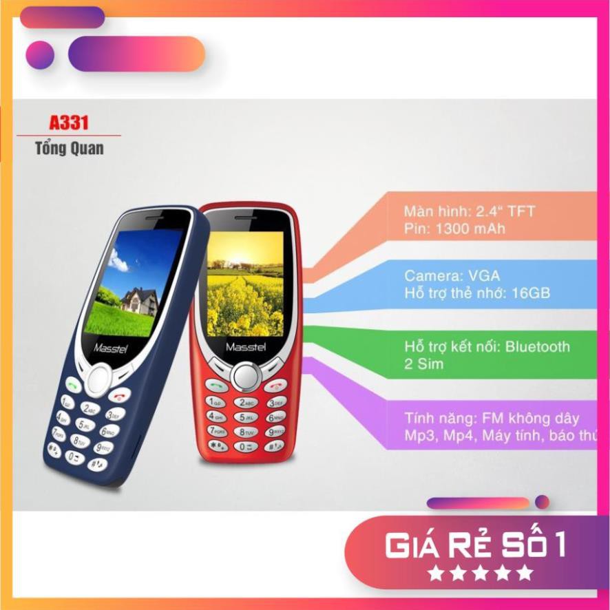 💥 Free Ship💥Điện thoại Masstel A331 Loa To, Chữ To, Pin siêu khỏe