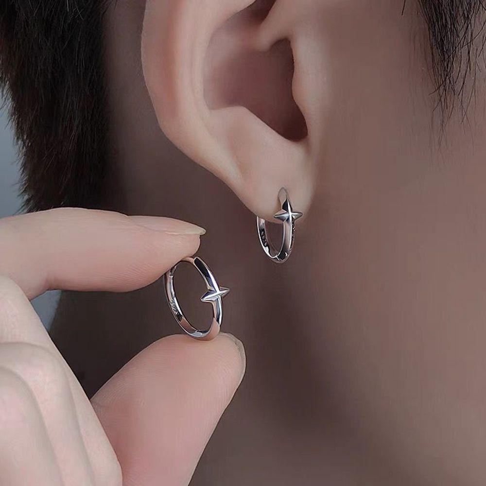LILYES Khuyên Tai Tròn Hình Ngôi Sao Màu Sắc Đơn Giản Chất Lượng Cao