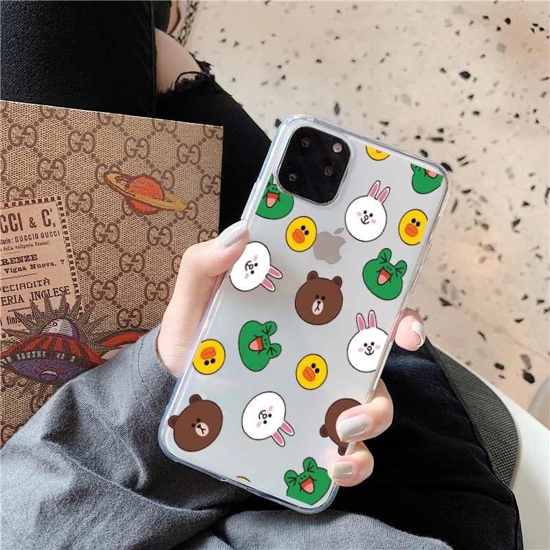 Line friend Case for Samsung s10 s9 s9plus s8 s8plus s7 S6 S5 s20 s20ultra cover case note8 note9 note10plus casing n950 n920 N960 G960 G965 G925 Silicone Transparent shell cute cartoon