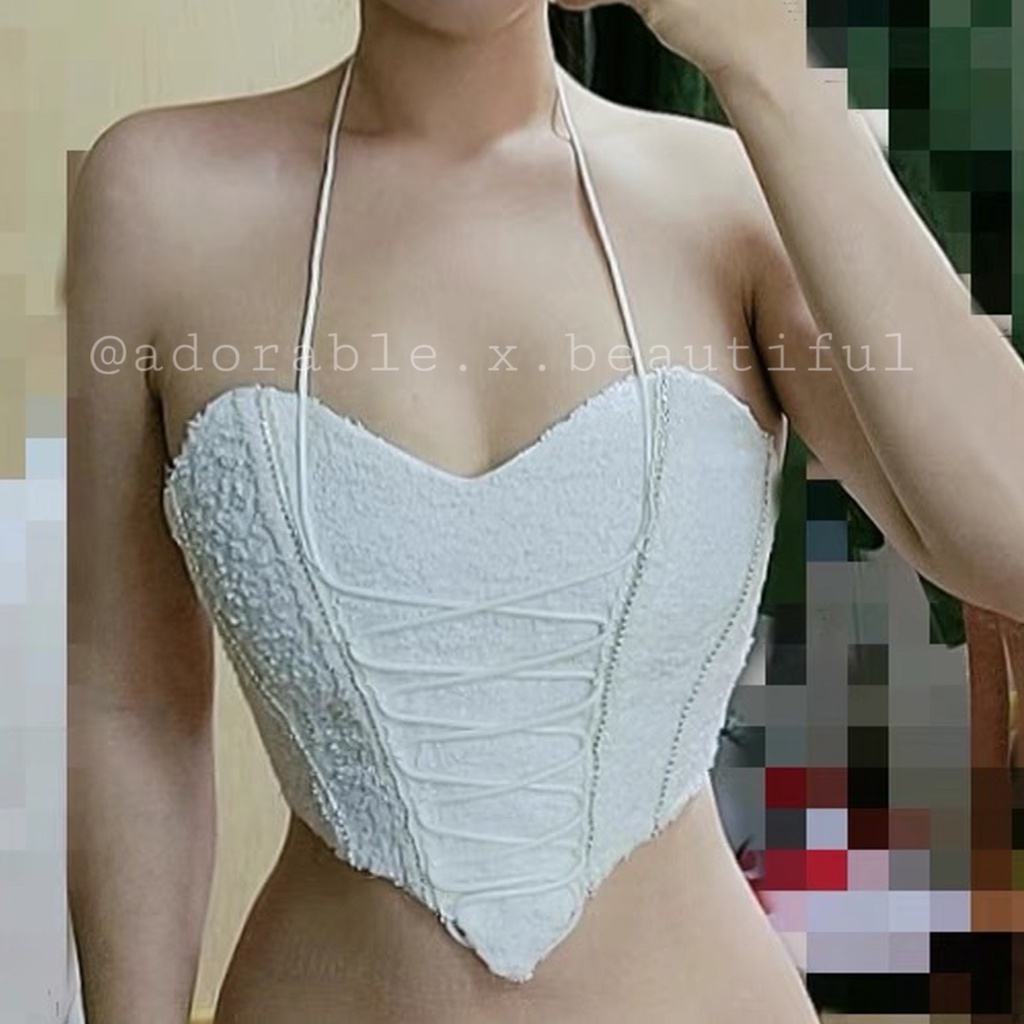 Áo Quây Form Cao Cấp Kiểu Dây Thắt Siêu Sang Trọng Quyến Rủ  Áo Ống Cúp Ngực Họa Tiết