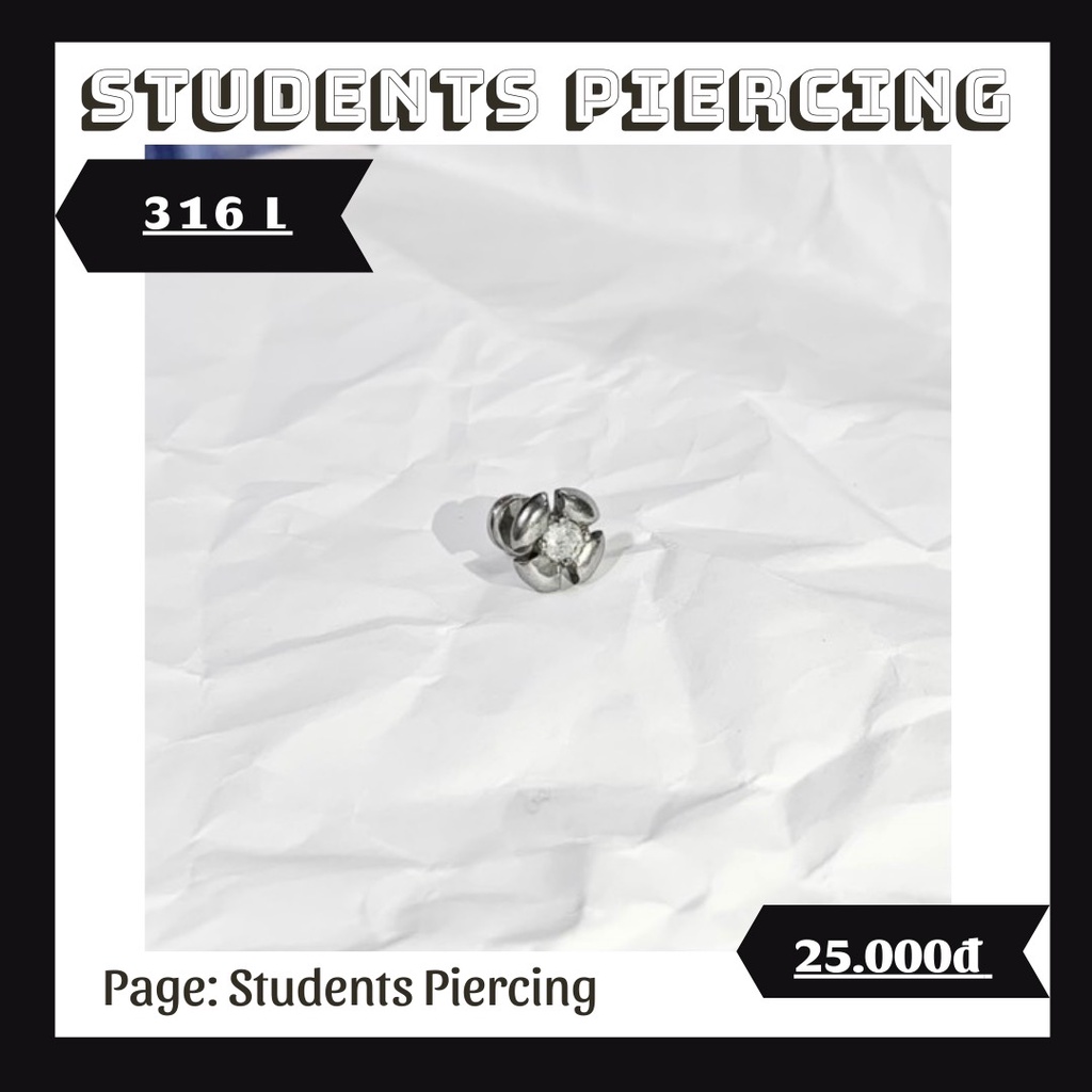 [Rẻ Vô Địch] Khuyên Tai Hình Hoa Cá Tính - Khuyên Thép 316L