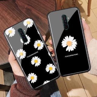 Ốp điện thoại kính cường lực họa tiết hoa cúc cho OPPO A59 F1s A3 A9 2019 R11 R11s R9 R9s F11 A83 A1 R15 R17