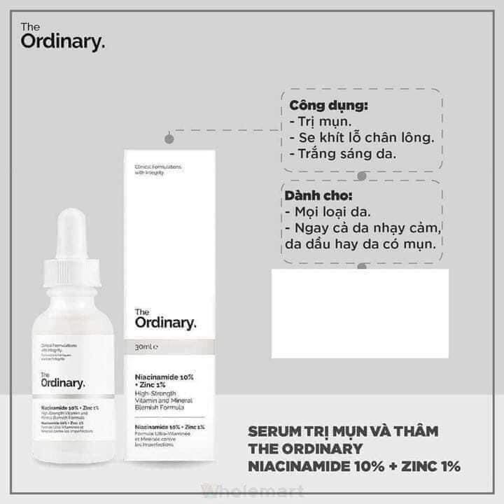 [CHÍNH HÃNG][SALE]Tinh chất The Ordinary Niacinamide 10% + Zinc 1% thu nhỏ lỗ chân lông 30ml