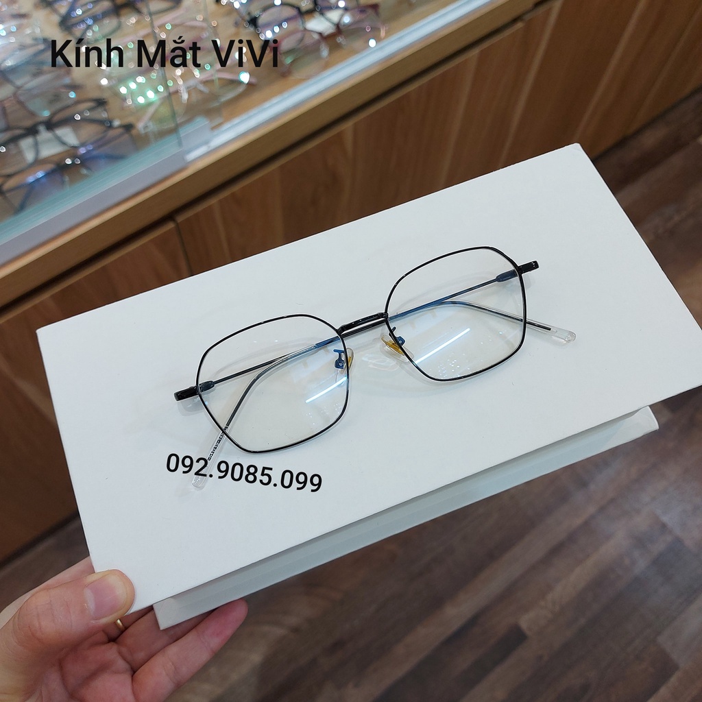 Gọng kính cận kim loại mảnh nam nữ V2328 - kính thời trang 0 độ hàn quốc + nhận cắt cận viễn loạn