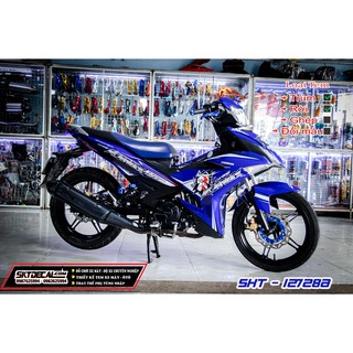 Tem rời  exciter 150 xanh trắng king drag