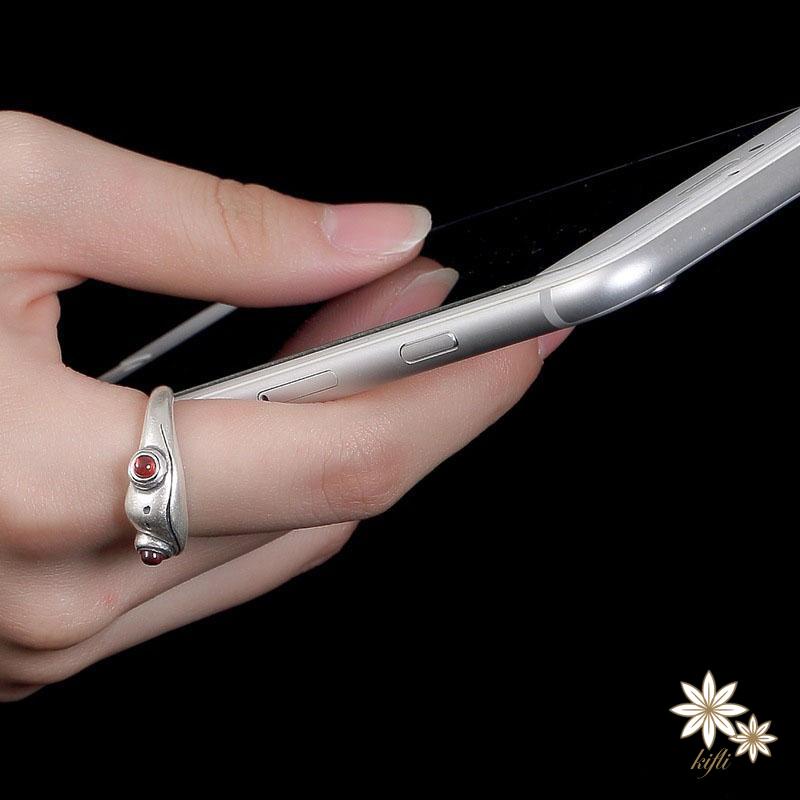 【kifli】Nhẫn hở hình chú ếch dễ thương bằng kim loại