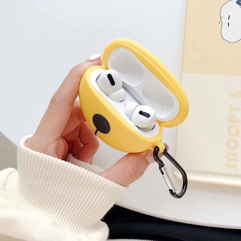 Vỏ Bảo Vệ Hộp Sạc Tai Nghe Airpods 1 2 3 pro Bằng Silicon Mềm Hình Chuông Vàng 3D Sáng Tạo Gắn Móc Kim Loại